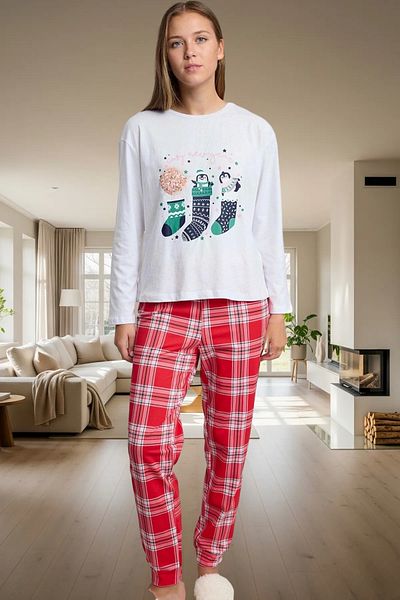 PayBuy Women's Winter Pajamas Set 100% Cotton Regular Fit Comfortable Sleep Trend Design Comfortable Cut