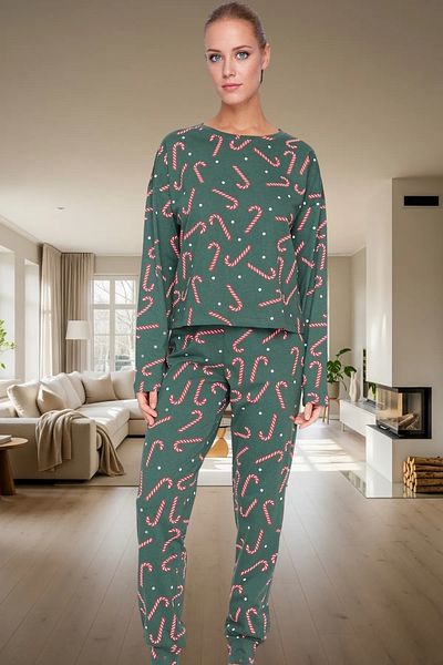 PayBuy Women's Winter New Year's Printed Cotton Pajama Set Comfortable Use for Daily
