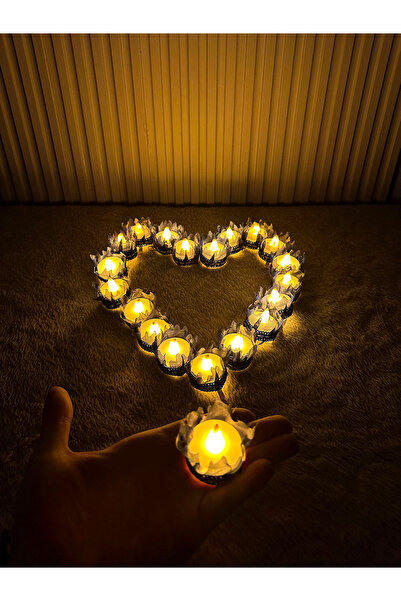 Mortex Lacivert Ledli Kına El Mumu 12 Adet – Tealight, Düğün, Sünnet, Nedime,...