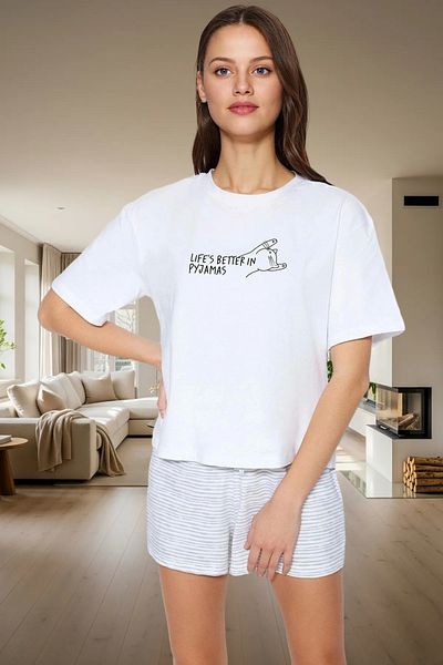 PayBuy Women's Summer Cotton Striped Pajama Set Comfortable Fit Color and Stylish Durable Material