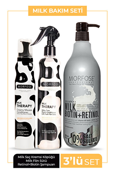 Morfose Sülfatsız Milk Biotin+retinol Içerikli Tuzsuz Şampuanı 3'lü Saç Bakım...