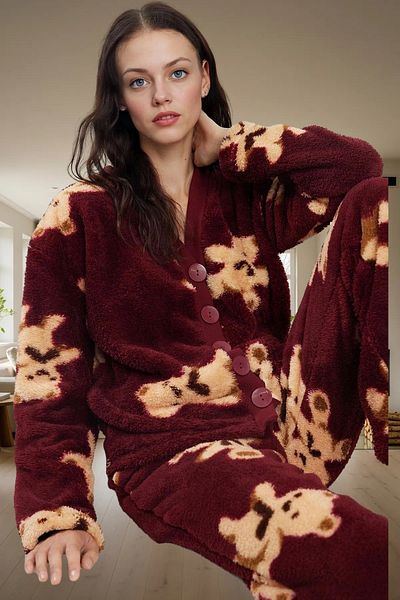 PayBuy Women's Teddy Bear Wellsoft Winter Pajama Set Regular Fit High Quality Modern Style Special Design