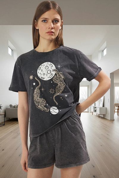 PayBuy Women's Cotton Short Sleeve Crew Neck Pajamas Set Homewear Collection Quality Craftsmanship
