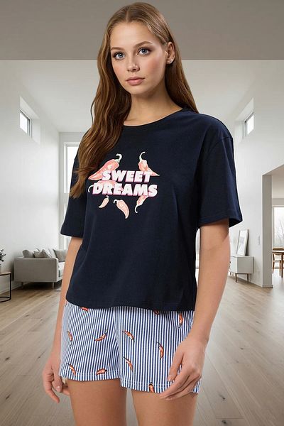 PayBuy Women's Short Sleeve Crew Neck Cotton Pajamas Set Summer Comfortable Homewear Distinctive Material