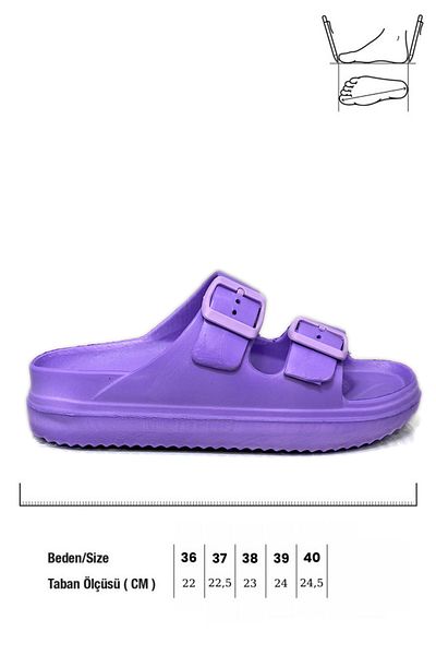 Moda Anna Papuci de plajă Eva ușori cu cataramă dublă Papuci de piscină Papuci de lavoar violet