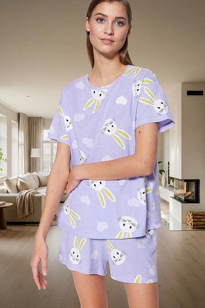 PayBuy Women's Teddy Bear Cotton Short Sleeve Pajamas Set Durable Material Trend Design