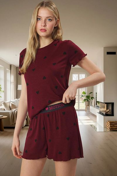 PayBuy Women's Heart Pajama Set Short Sleeve Regular Fit Summer Comfortable Carefully Selected