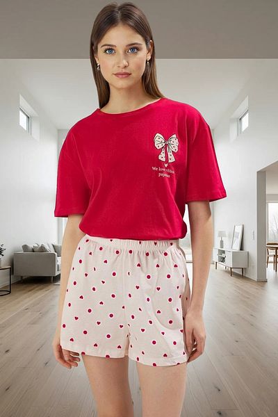 PayBuy Women's Heart Patterned Cotton Pajamas Set Comfortable and Stylish Homewear Carefully Selected