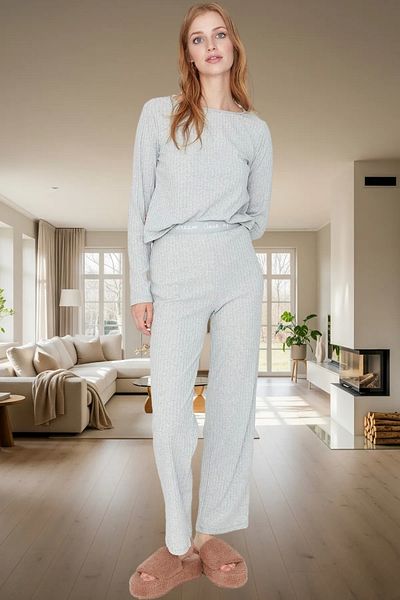 PayBuy Women's Ribbed Knitted Pajama Set Regular Fit Casual Daily Comfortable Cut Quality Craftsmanship