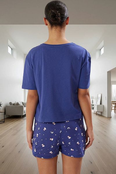 PayBuy Women's Teddy Bear Patterned Cotton Short Sleeve Pajama Set Trendy Design Comfortable Use Modern Style