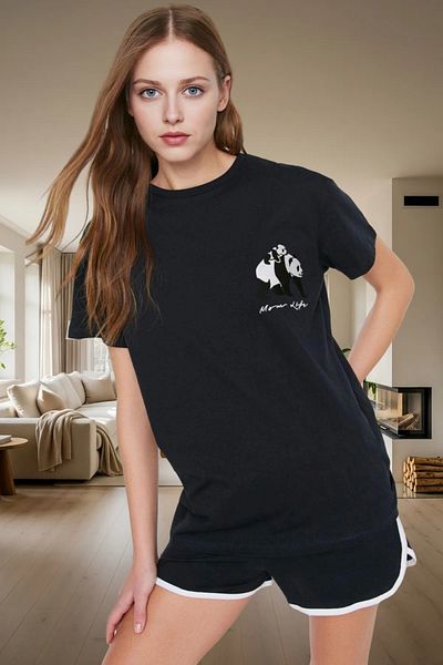PayBuy Women's Panda Printed Cotton Short Sleeve Pajamas Set Comfortable Summer Homewear Perfect Fit