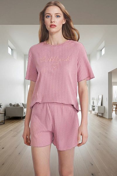 PayBuy Women's Knitted Pajama Set Regular Fit Short Sleeve Tube Leg Premium Quality Stylish Appearance