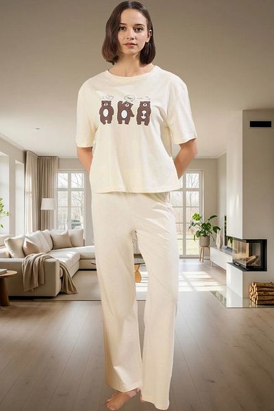 PayBuy Women's Cotton Comfortable Printed Pajama Set Short Sleeve T-Shirt Pants Use and Stylish