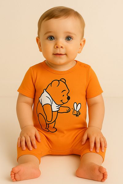 nevrankids Bear Printed Summer Jumpsuit 0 - 6 Months Orange
