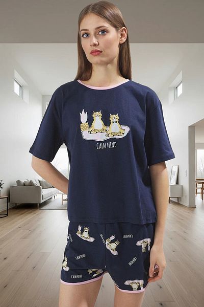 PayBuy Women's 100% Cotton Short Sleeve Crew Neck Pajama Set Comfortable Use Long Lasting Modern Style