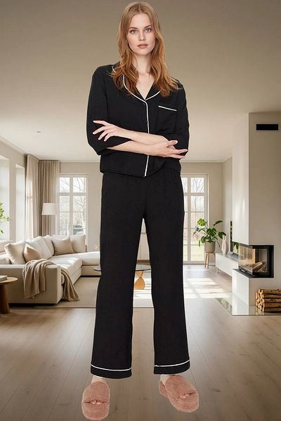PayBuy Women's Viscose Pajamas Set Shally Woven Winter Professional Look for Daily Use