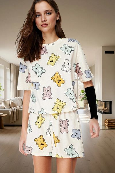 PayBuy Women's Teddy Bear Cotton Pajama Set Color Comfortable Fit Summer Trend Design Professional Look