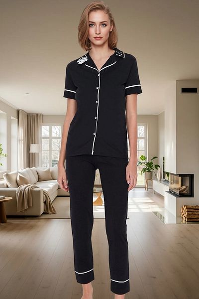 PayBuy Women's Cotton Lamb Printed Regular Fit Short Sleeve Pajama Set Professional Look