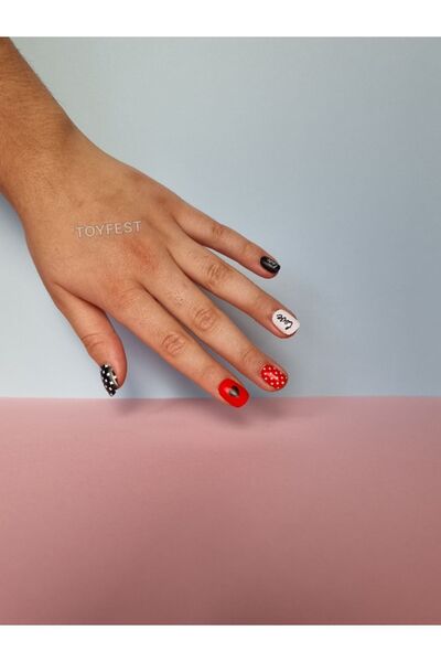 TOYFEST 12 Li Yapışkan Stickerlı Çocuk Takma Tırnak Oyuncak Seti - 5 - 14 Yaş...