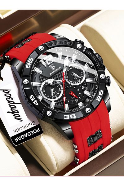 POEDAGAR 912 Casual Silicone Cord Men Wrist Watch