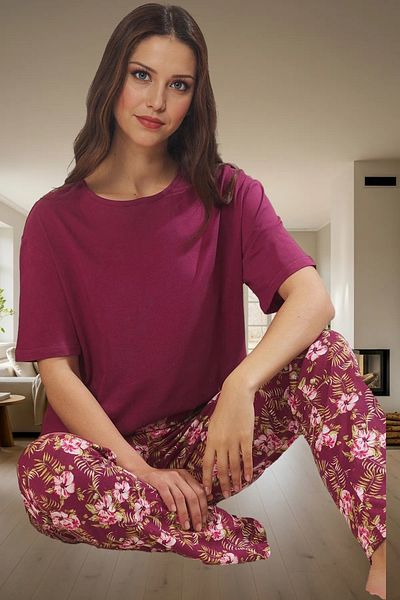 PayBuy Women's Short Sleeve Crew Neck Cotton Pajama Set Comfortable and Stylish Durable Material