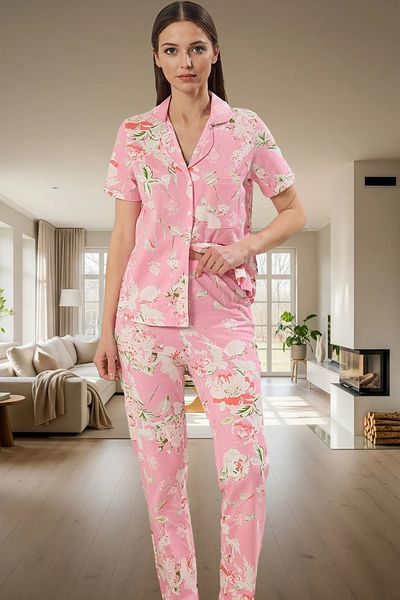 PayBuy Women's Floral Pattern Cotton Short Sleeve Pajamas Set Professional Appearance Carefully Selected