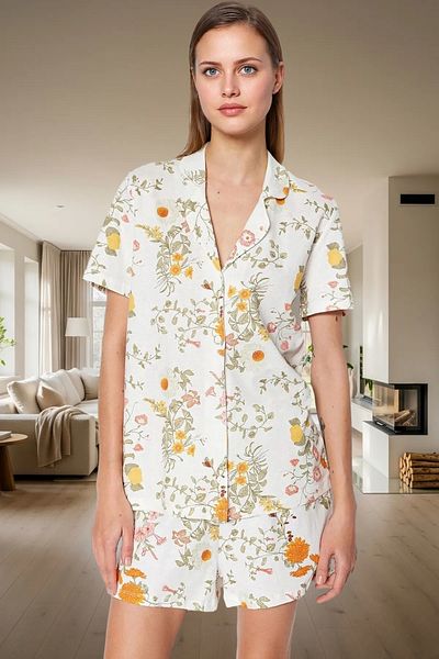 PayBuy Women's Summer Floral Pattern Cotton Pajama Set Comfortable Fit Short Sleeve Trend Design
