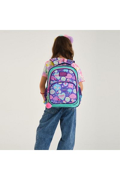 Coral High Rucsac școlar cu trei compartimente pentru copii, verde apă, violet, 14413