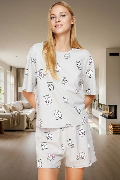 PayBuy Women's Cotton Patterned Short Sleeve Pajama Set Comfortable Home Wear Summer Distinguished Material