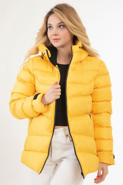 Riverstorm Yellow Fur Hooded Waterproof Puffer Jacket - Wind Resistant Coat Parka
