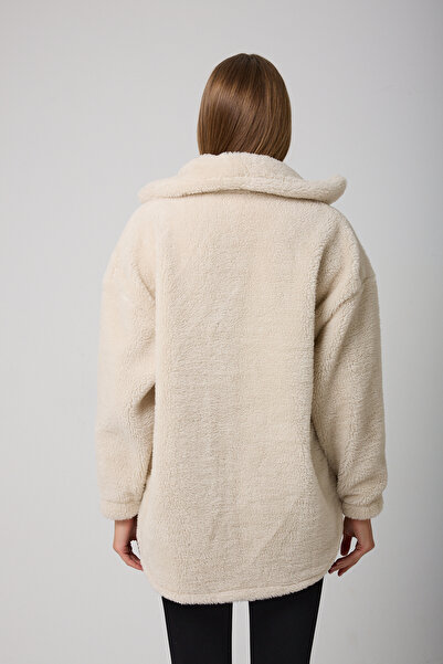 Royalside Спортивний жіночий бежевий плюшевий вітрозахисний двошаровий зимовий спортивний пальто