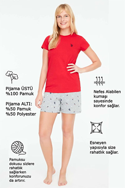 U.S. Polo Assn. 16889 Set de pantaloni scurți roșii pentru femei