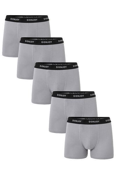 don joy Men's 5-Piece Bamboo Gray Boxers with Elastic Waist