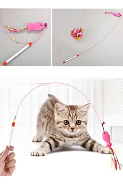ego home Cat Fishing Rod with Tassel 90 cm Fishing Rod with Rattle Bell 90 cm