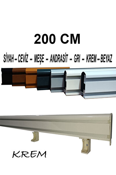 PERDE Mix 200 Cm Krem Dekoratif Perde Ray Kornişi Alüminyum 2 Kanallı