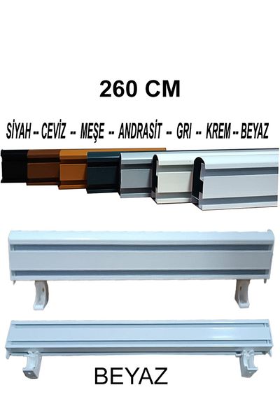 PERDE Mix 260 cm White Decorative Curtain Rail Cornice Aluminum 2 Channel