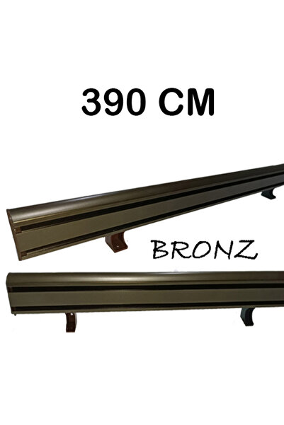 PERDE Mix 390 Cm Bronz Dekoratif Perde Ray Kornişi Alüminyum 2 Kanallı