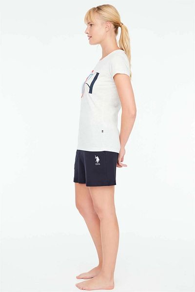 U.S. Polo Assn. 16869 Set de pantaloni scurți de tricou pentru femei Snow Melange