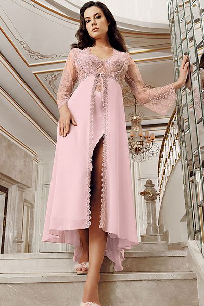 İmaj İmaj 4206 Women's Powder Nightdress Double Dowry Satin Set