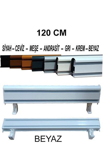 PERDE Mix 120 cm White Decorative Curtain Rail Cornice Aluminum 2 Channel