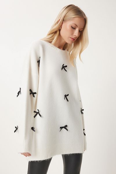 Lovelyİstanbul Knitwear Bow Sweater - Ecru Lsv0001