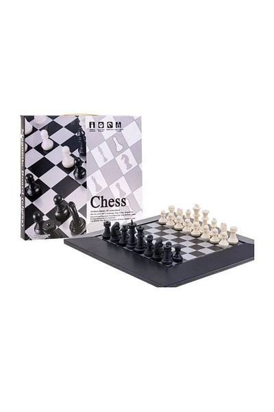divendi-ro Chess Game with Chess Board and Magnetic Pieces, Board Size 26×26×0,7cm, Black & White