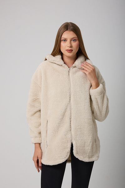 Riverstorm Women's Ecru Plush Windproof Welsoft Winter Coat Coat with Double Pockets