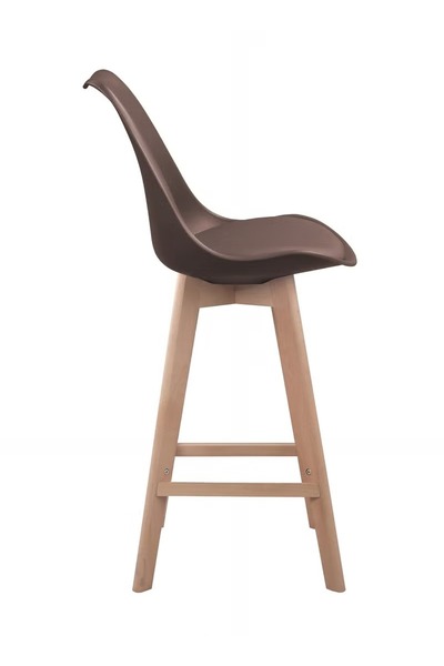 Taimi High-Rise Bar Chair - Wooden Restaurant Chair with Padded Seat and Comfortable Backrest ,Brown