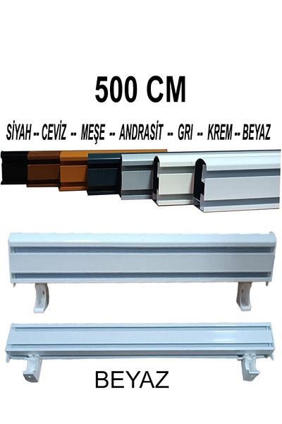 PERDE Mix 500 cm White Decorative Curtain Rail Cornice Aluminum 2 Channel