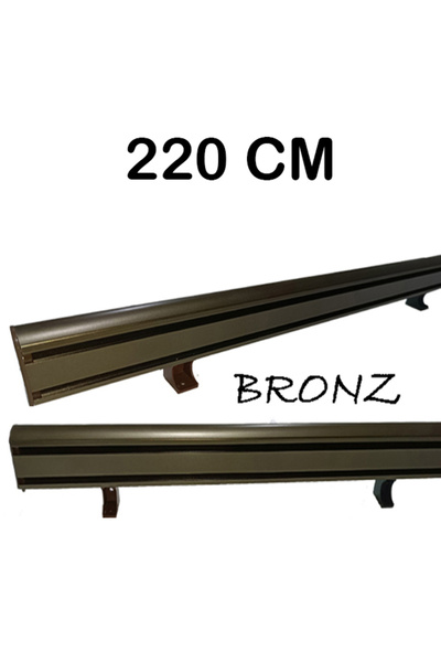 PERDE Mix 220 Cm Bronz Dekoratif Perde Ray Kornişi Alüminyum 2 Kanallı