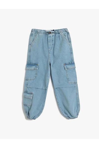 Koton Pantaloni de jogger pentru fete 5skg40023ad Indigo deschis