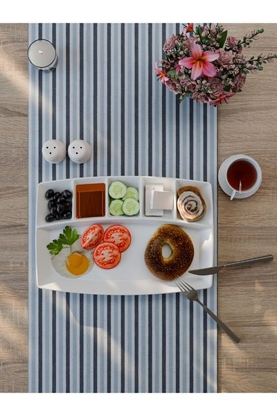 INNOX 6 Compartment Polycarbonate Breakfast Plate, 30x20 Cm, Presentation Plate