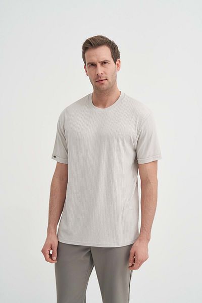 Cazador Crew Neck Regular Fit Textured T-Shirt