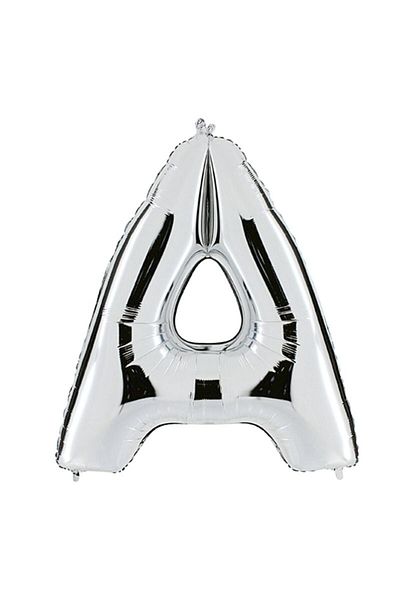 Pandoli 100 Cm Silver Colored Letter A Foil Balloon with Partid